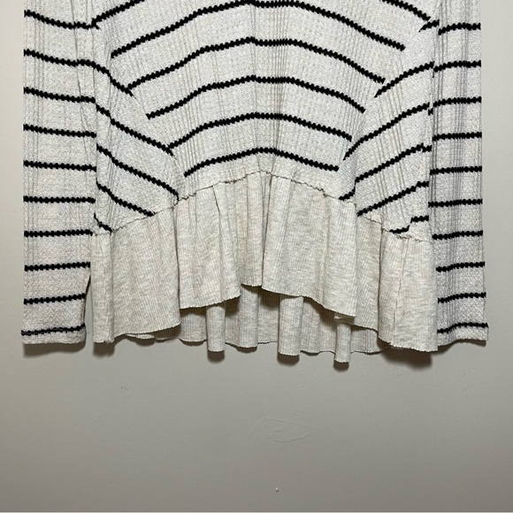Anthropologie Long Sleeve Ruffled Striped Top - Picture 3 of 6